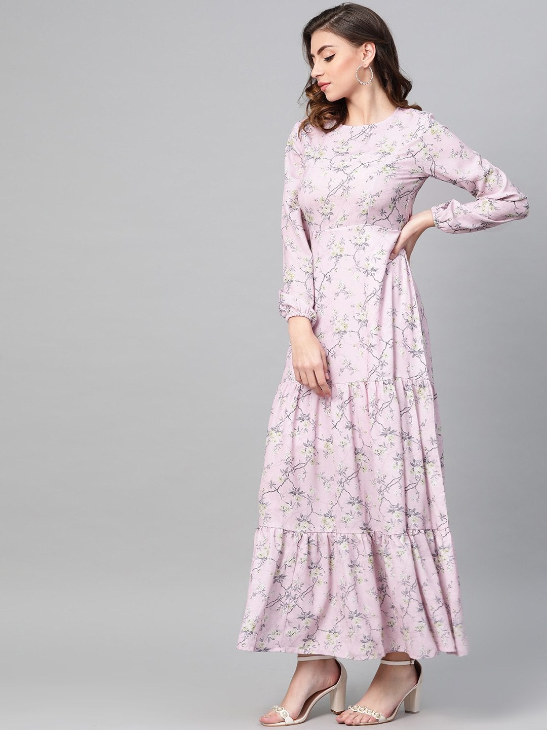 Women's Lilac Floral Tiered Maxi