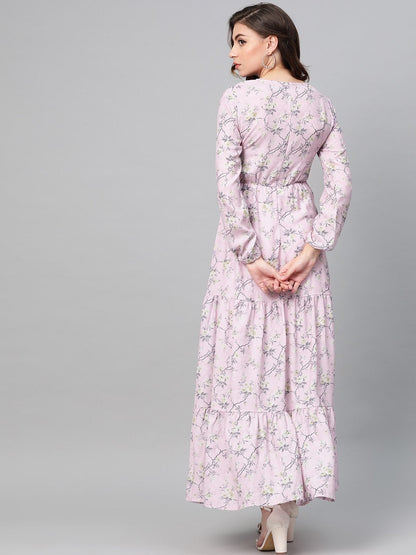 Women's Lilac Floral Tiered Maxi