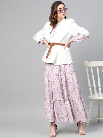 Women's Lilac Floral Tiered Maxi