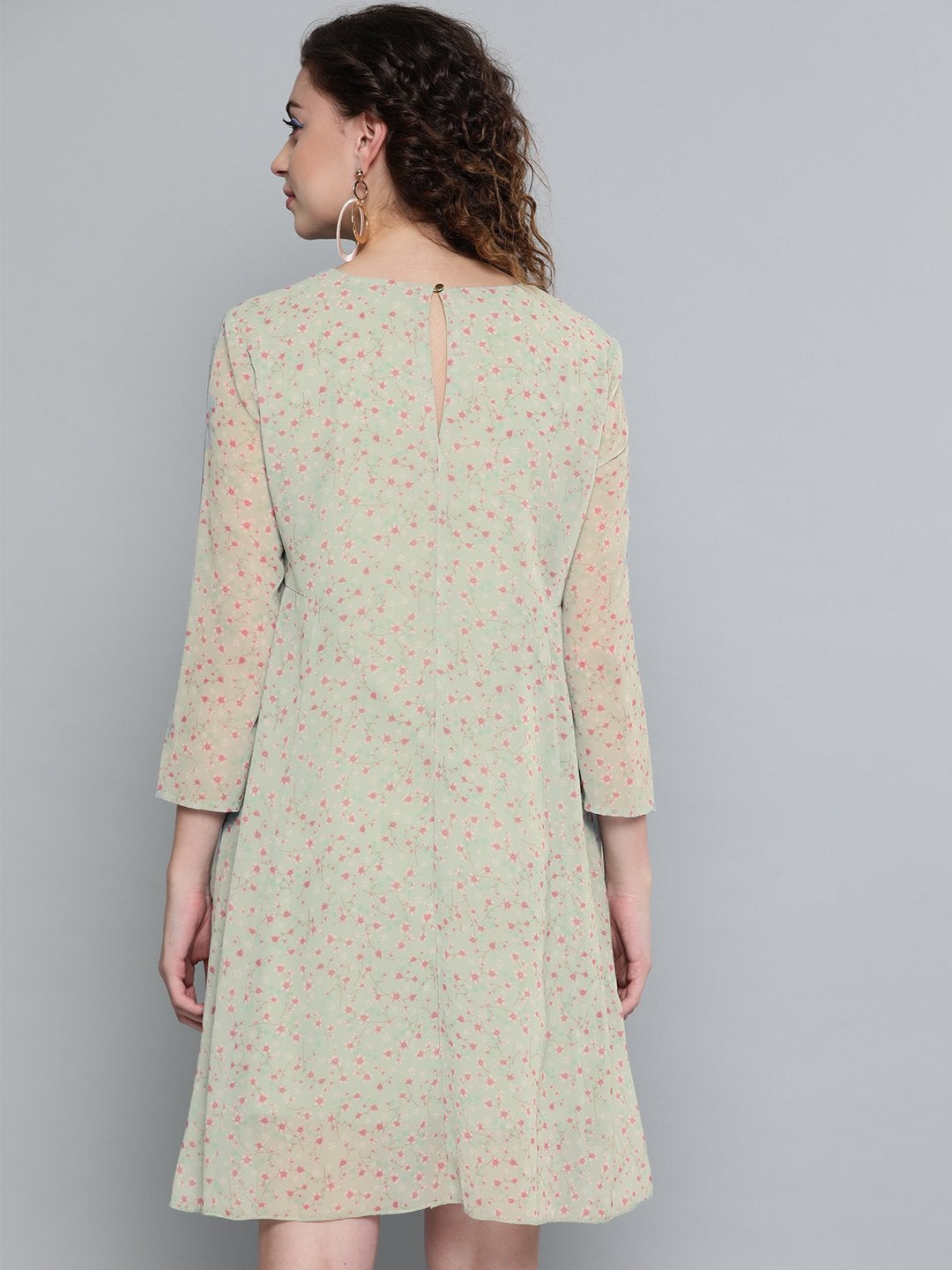 Women's Olive Ditsy Floral Trapeze Dress