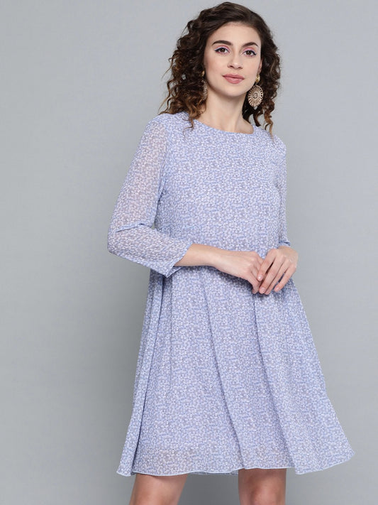 Women's Lavender Ditsy Floral Trapeze Dress