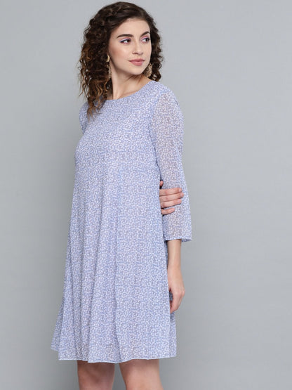 Women's Lavender Ditsy Floral Trapeze Dress