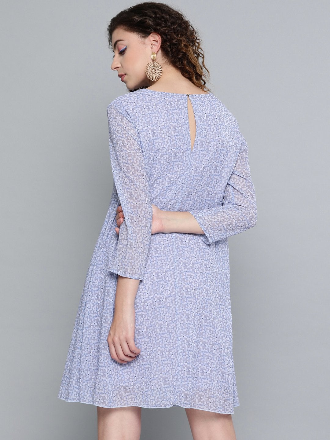 Women's Lavender Ditsy Floral Trapeze Dress