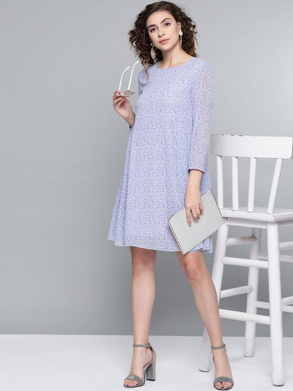 Women's Lavender Ditsy Floral Trapeze Dress