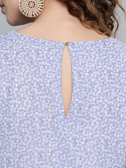 Women's Lavender Ditsy Floral Trapeze Dress