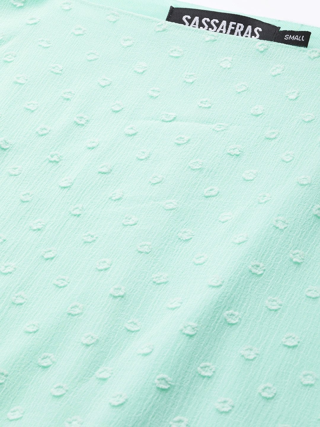 Women's Mint Green Dobby Frill Hem Short Dress