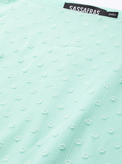Women's Mint Green Dobby Frill Hem Short Dress