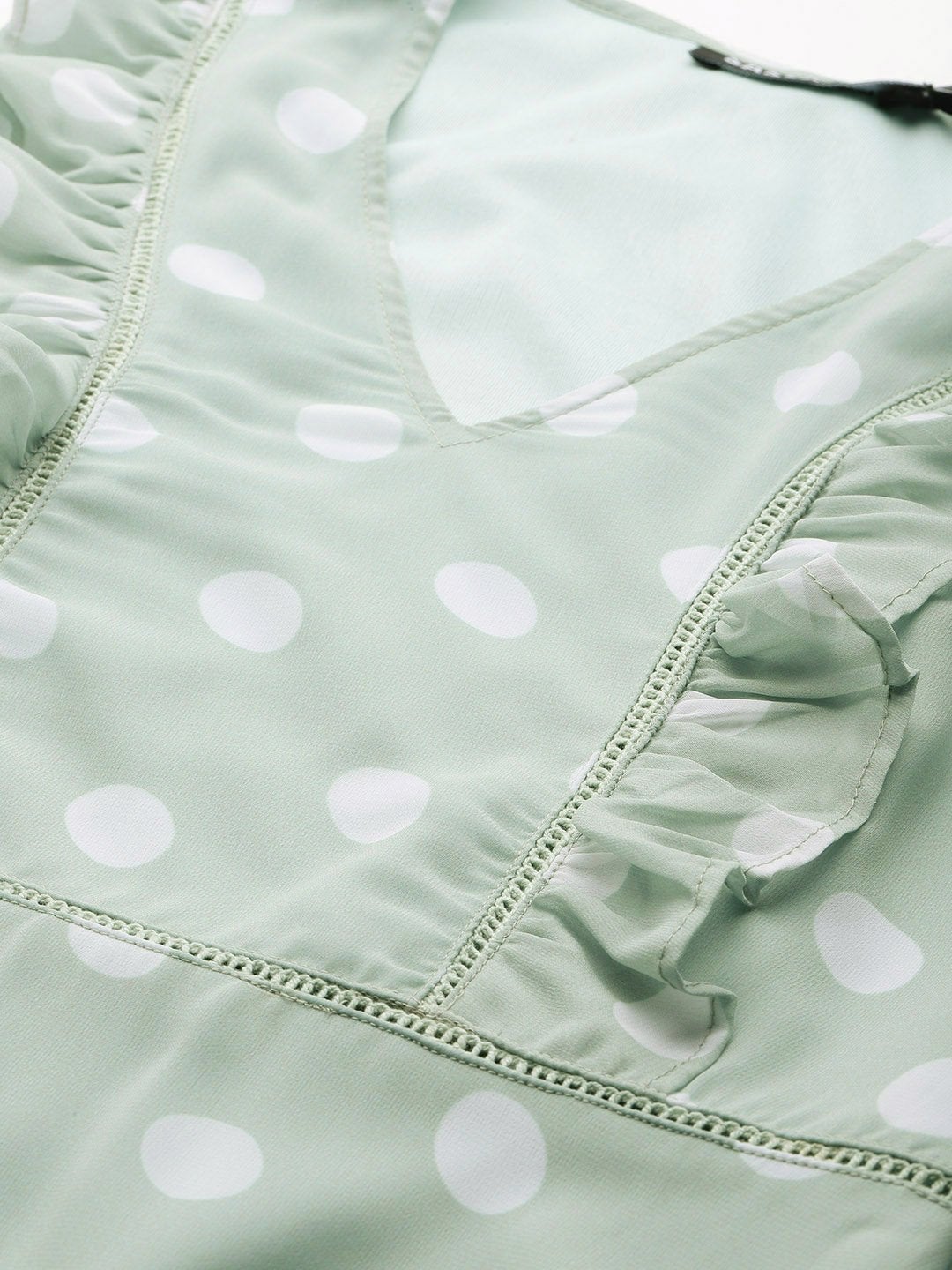 Women's Olive Polka Dot Midi Dress