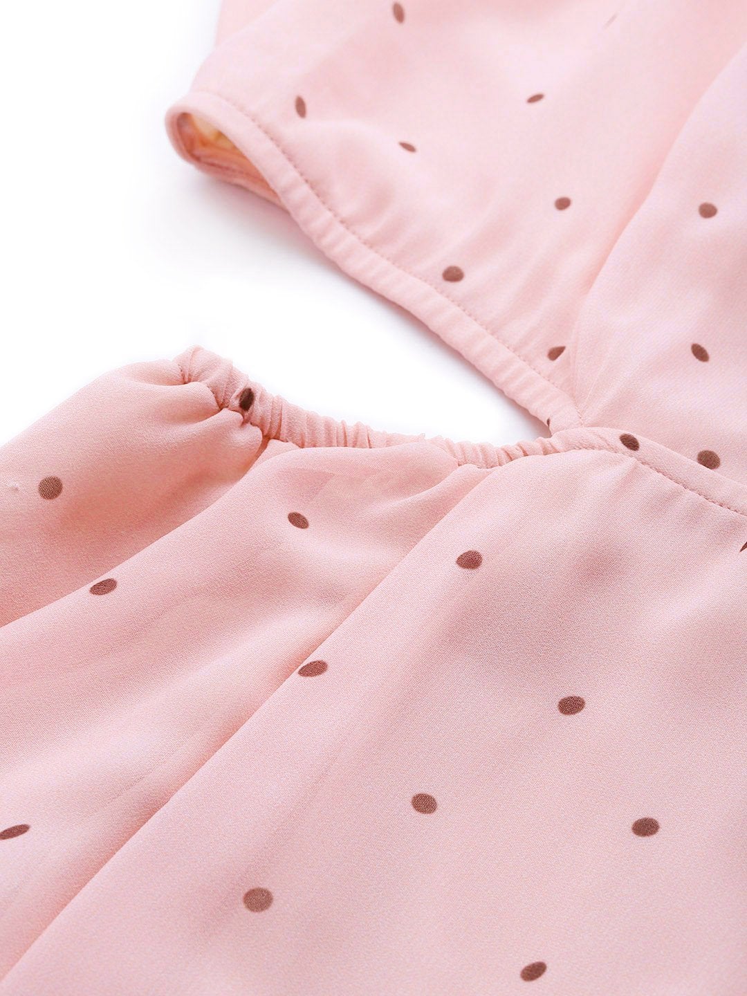 Women's Pink Polka Dot One Shoulder Maxi