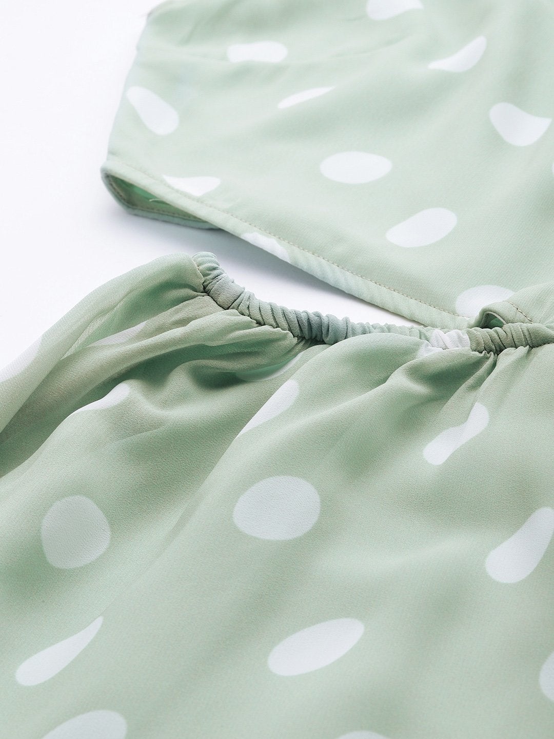 Women's Olive Polka Dot One Shoulder Maxi