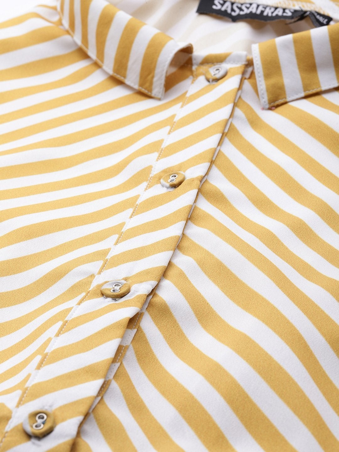 Women's Mustard Chevron A Line Belted Dress