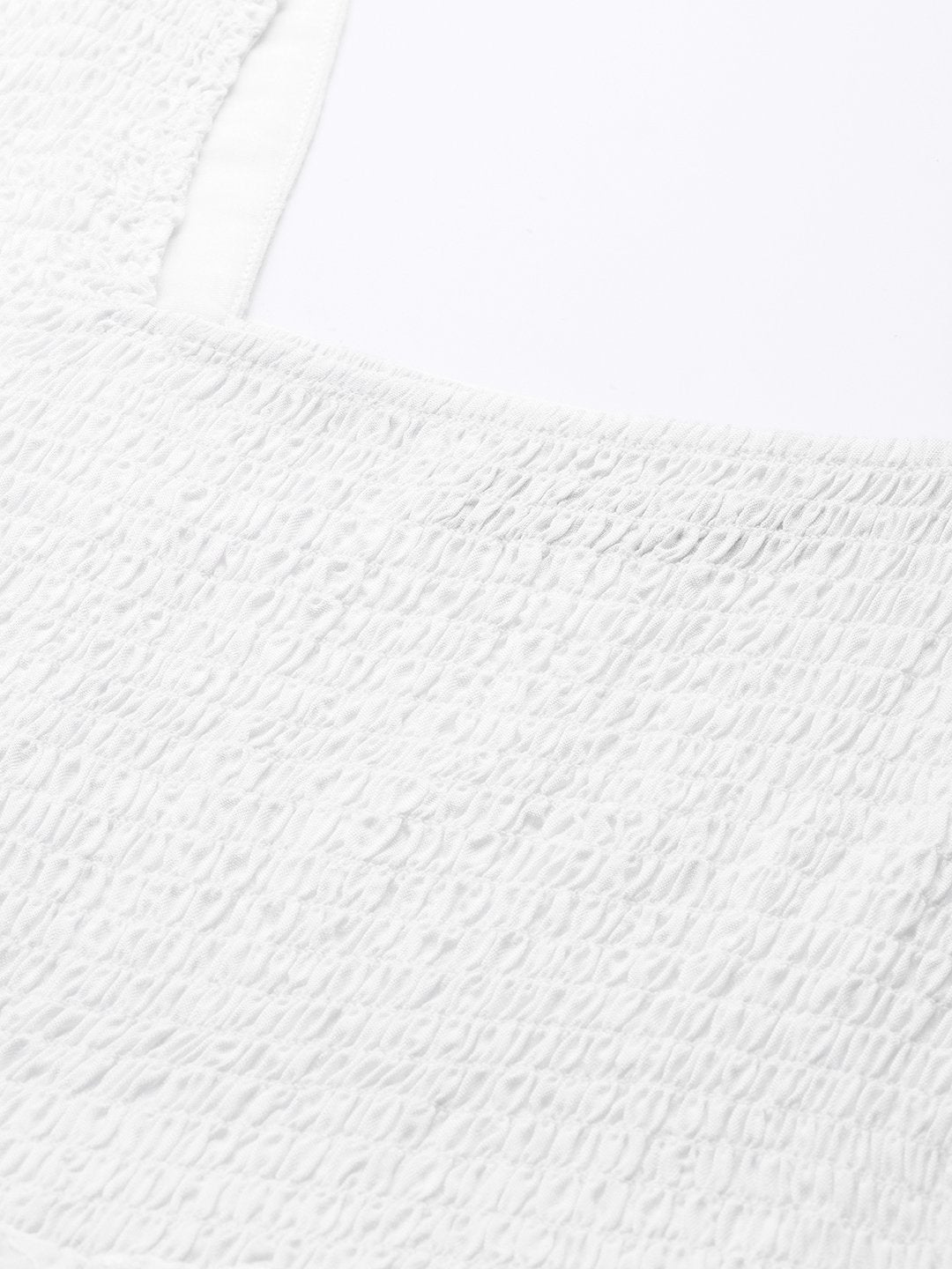 Women's White Schiffli Smocking Skater Dress