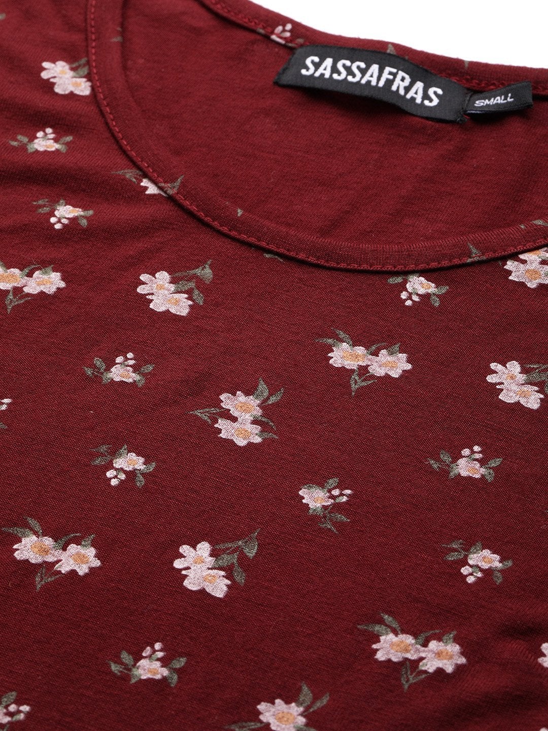 Women's Maroon Floral Fit & Flare Skater Midi Dress