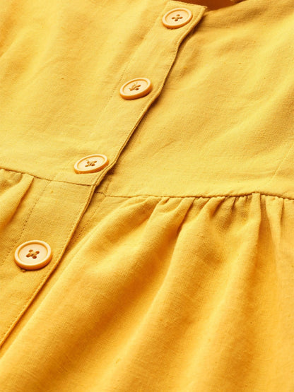 Women's Yellow Front Open Strappy Dress