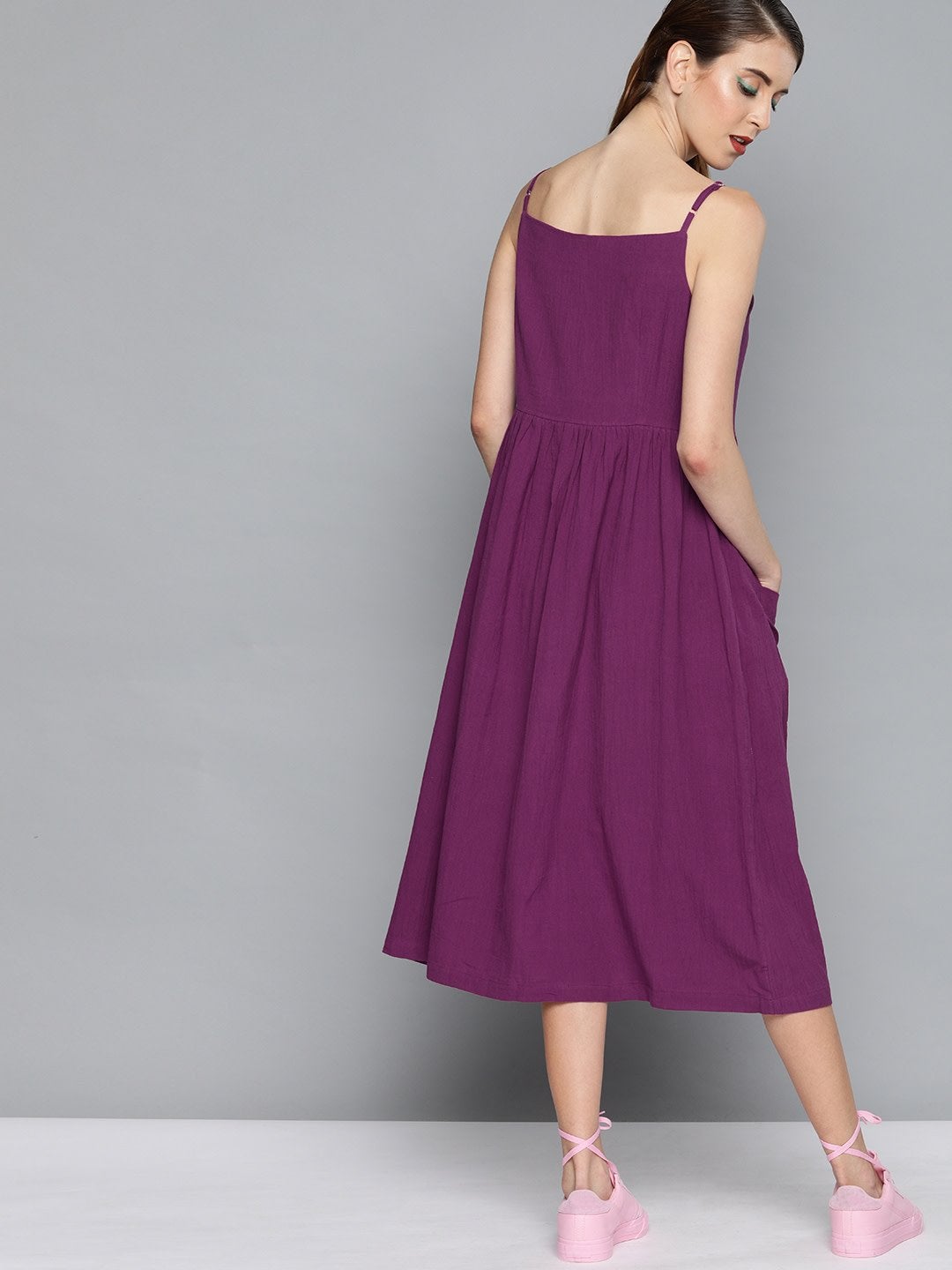 Women's Purple Front Open Strappy Dress