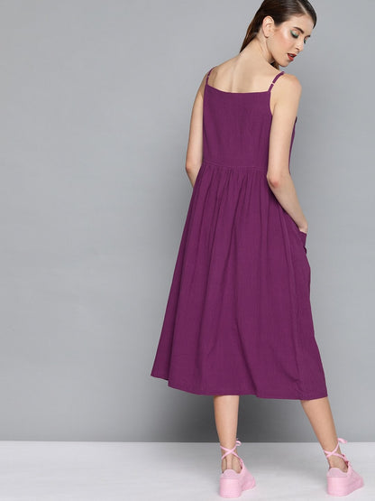 Women's Purple Front Open Strappy Dress