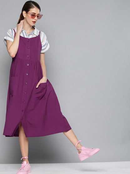 Women's Purple Front Open Strappy Dress
