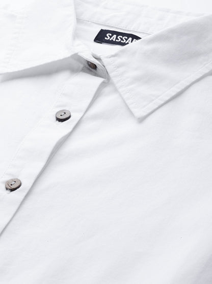Women's White Tiered Shirt Dress
