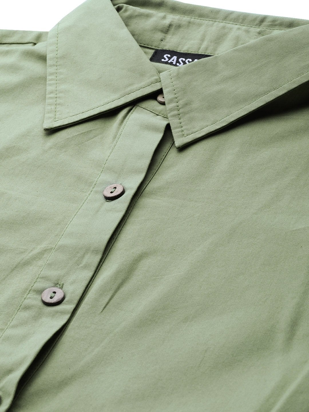 Women's Olive Tiered Shirt Dress
