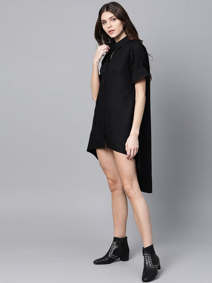 Women's Black High Low Shirt Dress