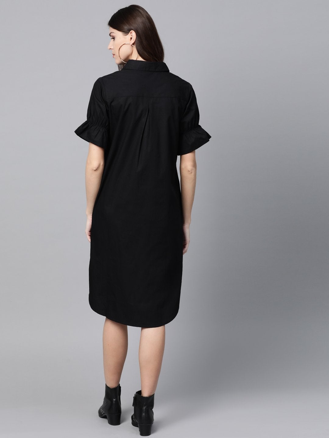 Women's Black High Low Shirt Dress