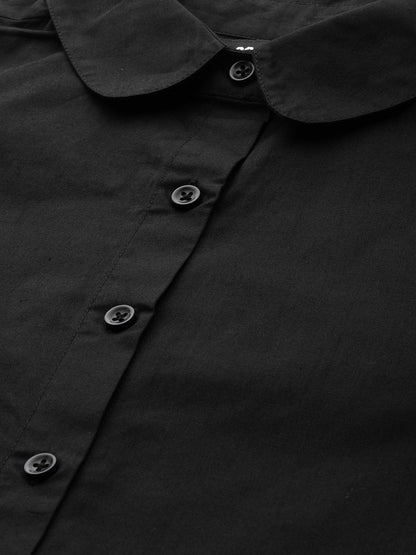 Women's Black High Low Shirt Dress