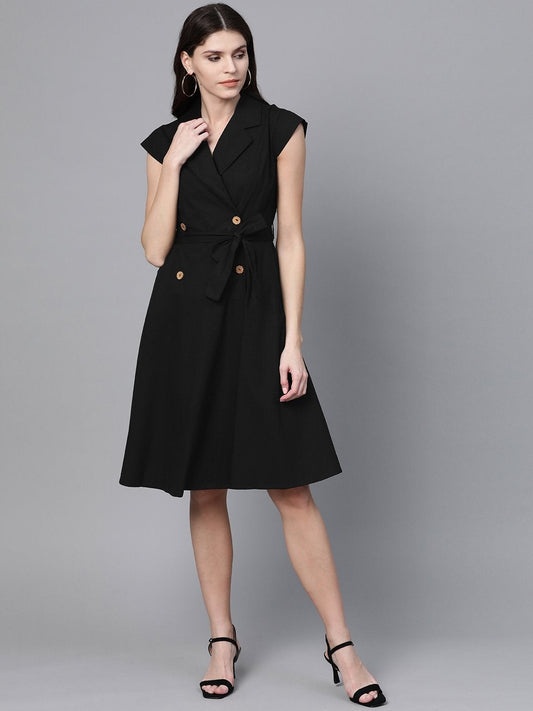 Women's Black Trench Wrap Dress