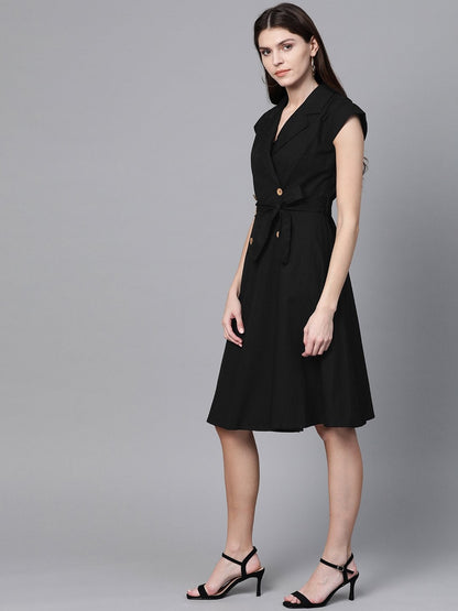Women's Black Trench Wrap Dress