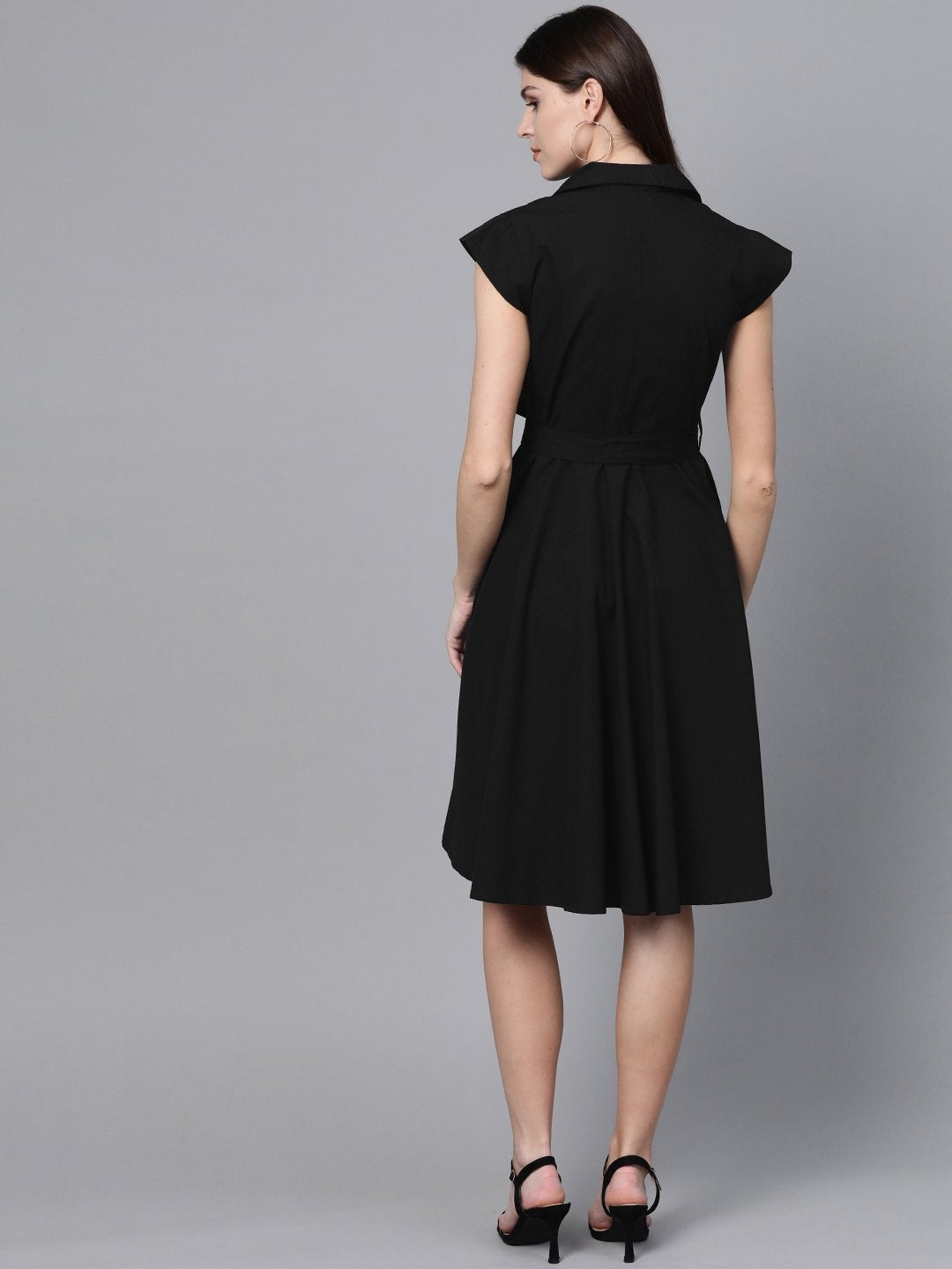 Women's Black Trench Wrap Dress