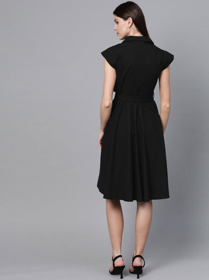 Women's Black Trench Wrap Dress