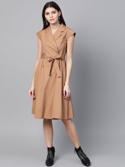 Women's Brown Trench Wrap Dress