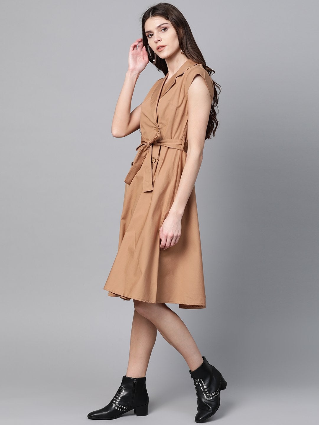 Women's Brown Trench Wrap Dress