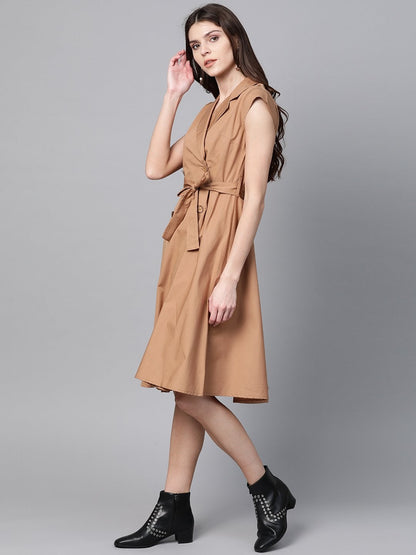Women's Brown Trench Wrap Dress