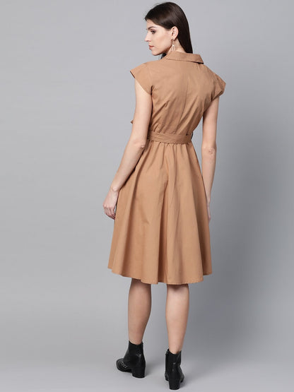 Women's Brown Trench Wrap Dress