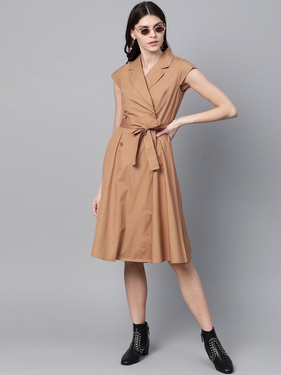 Women's Brown Trench Wrap Dress