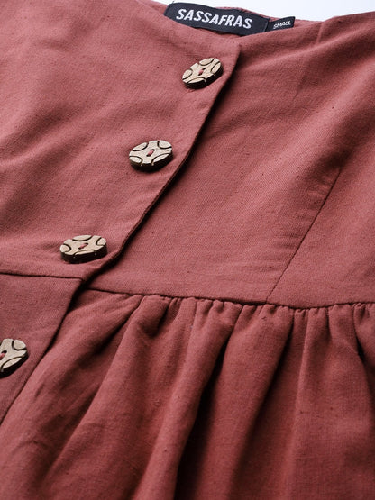 Women's Burgundy Button Strappy Midi
