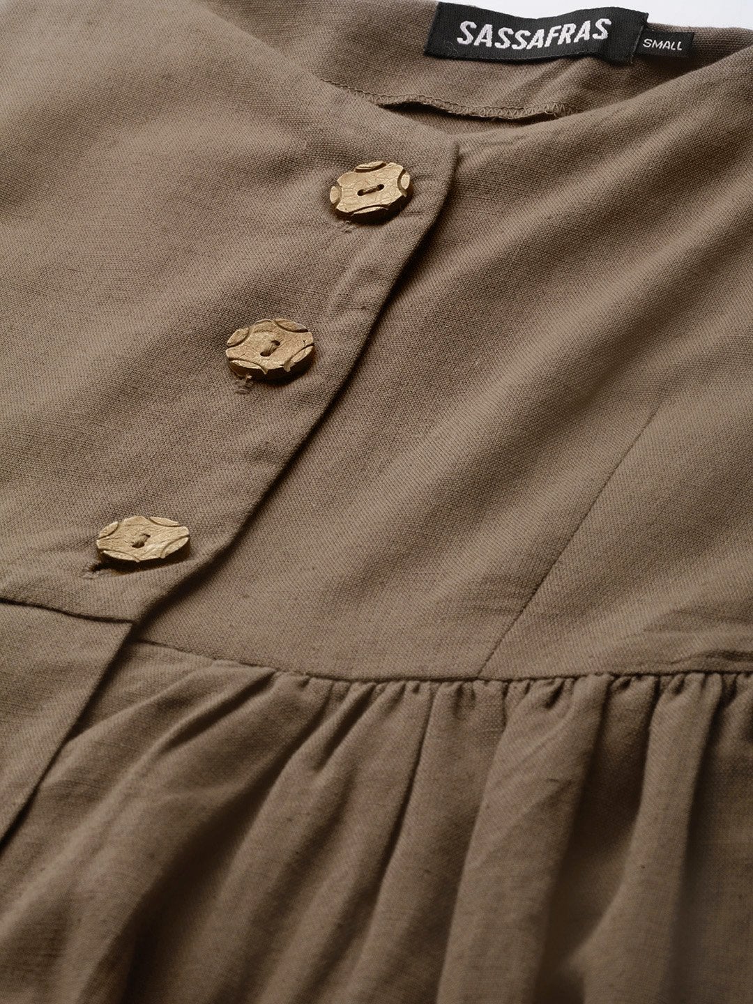 Women's Brown Button Strappy Midi