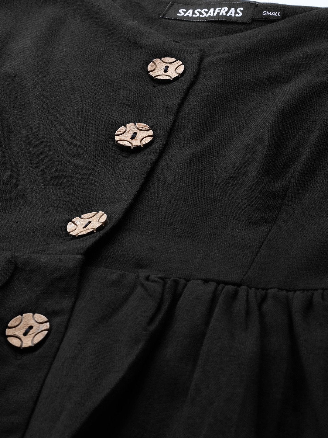 Women's Black Button Strappy Midi