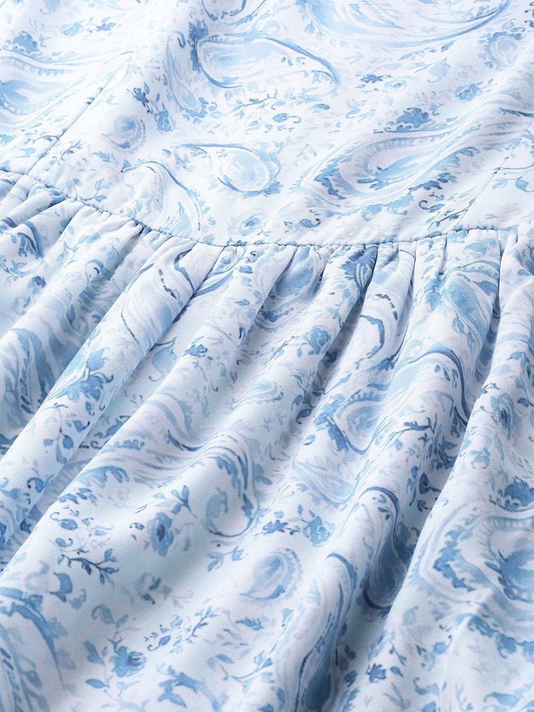 Women's Blue Paisley Strappy Gathered Maxi