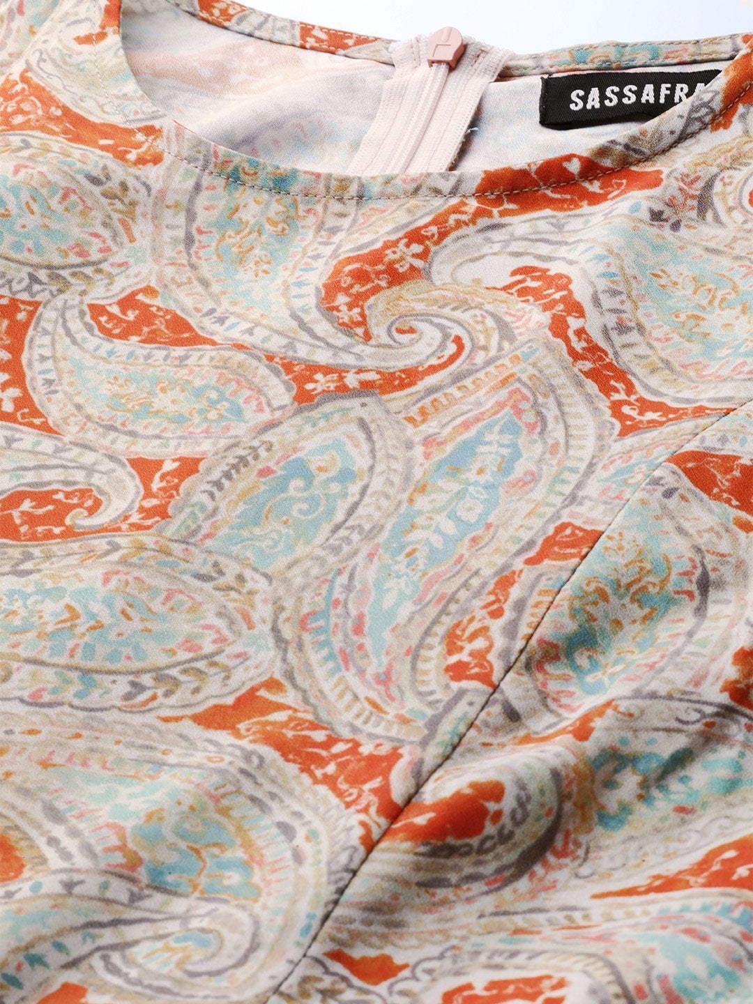 Women's Orange Paisley Tiered Maxi