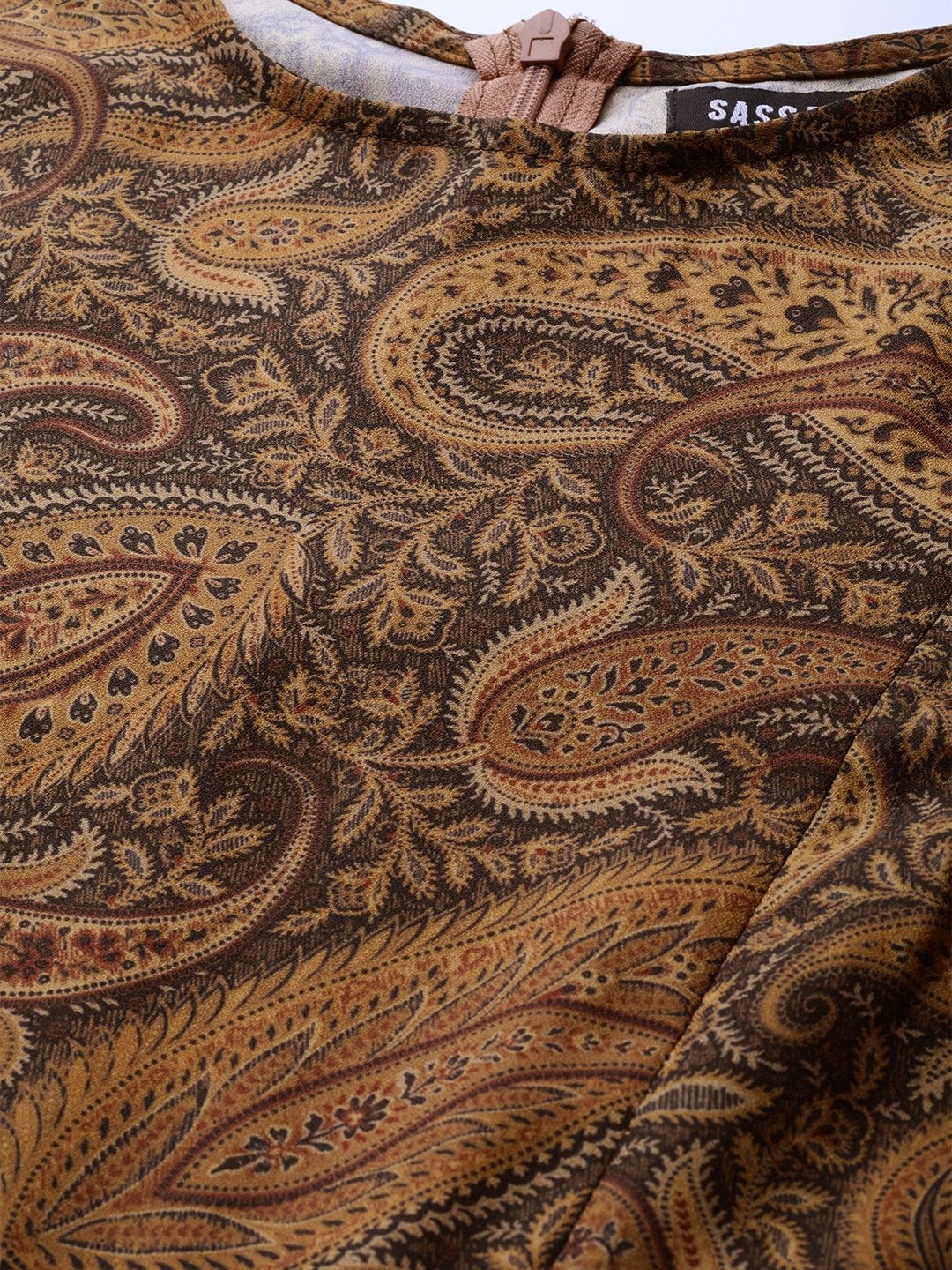 Women's Brown Paisley Tiered Maxi