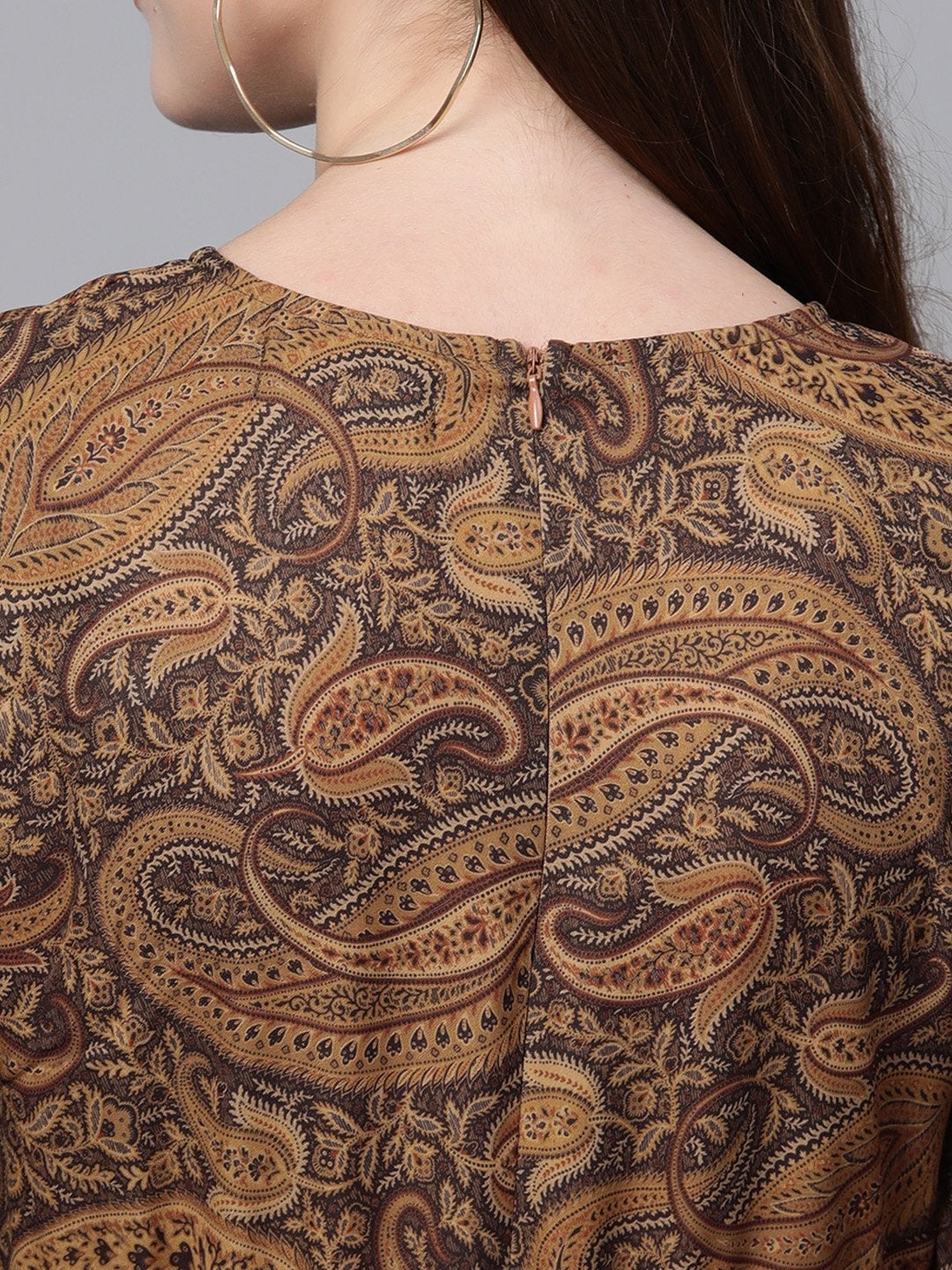 Women's Brown Paisley Tiered Maxi