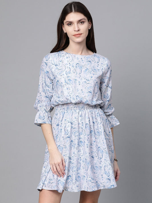 Women's Blue Paisley Skater Dress