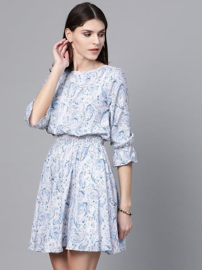 Women's Blue Paisley Skater Dress