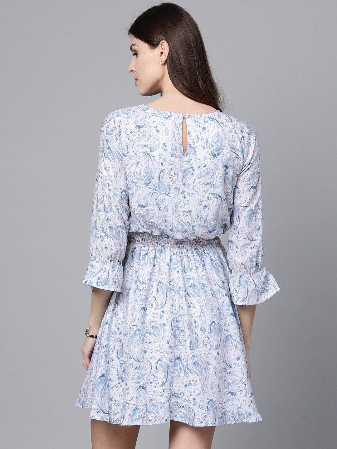 Women's Blue Paisley Skater Dress