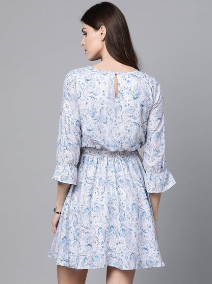 Women's Blue Paisley Skater Dress
