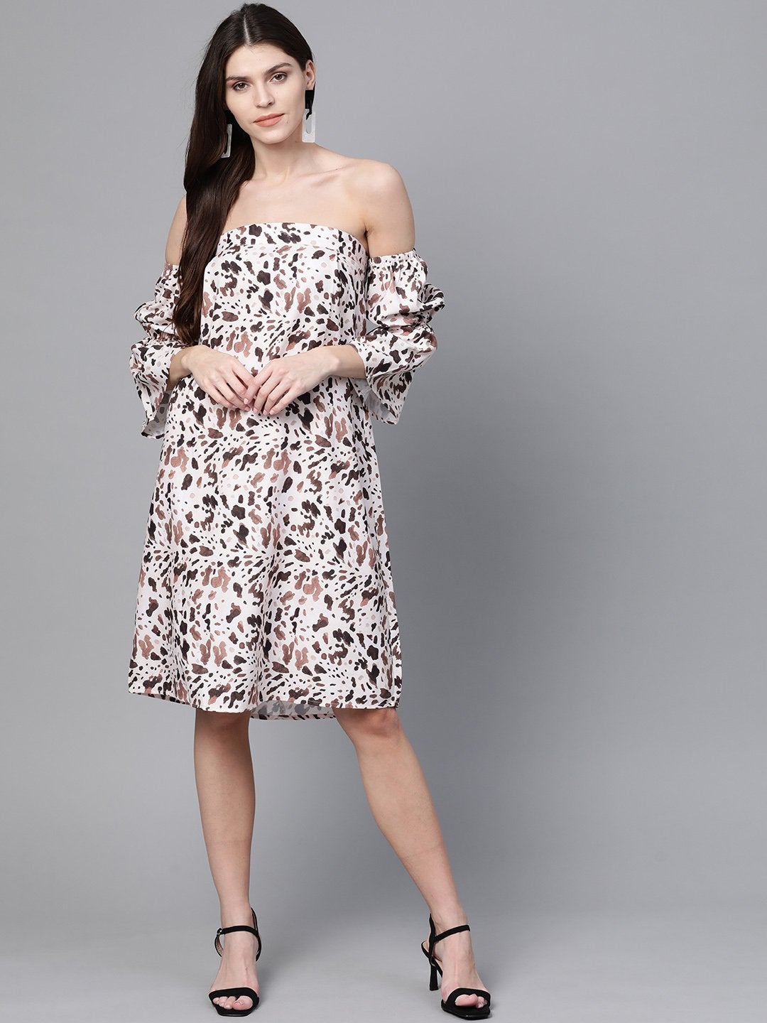 Women's Off White Leopard Bardot Shift Dress