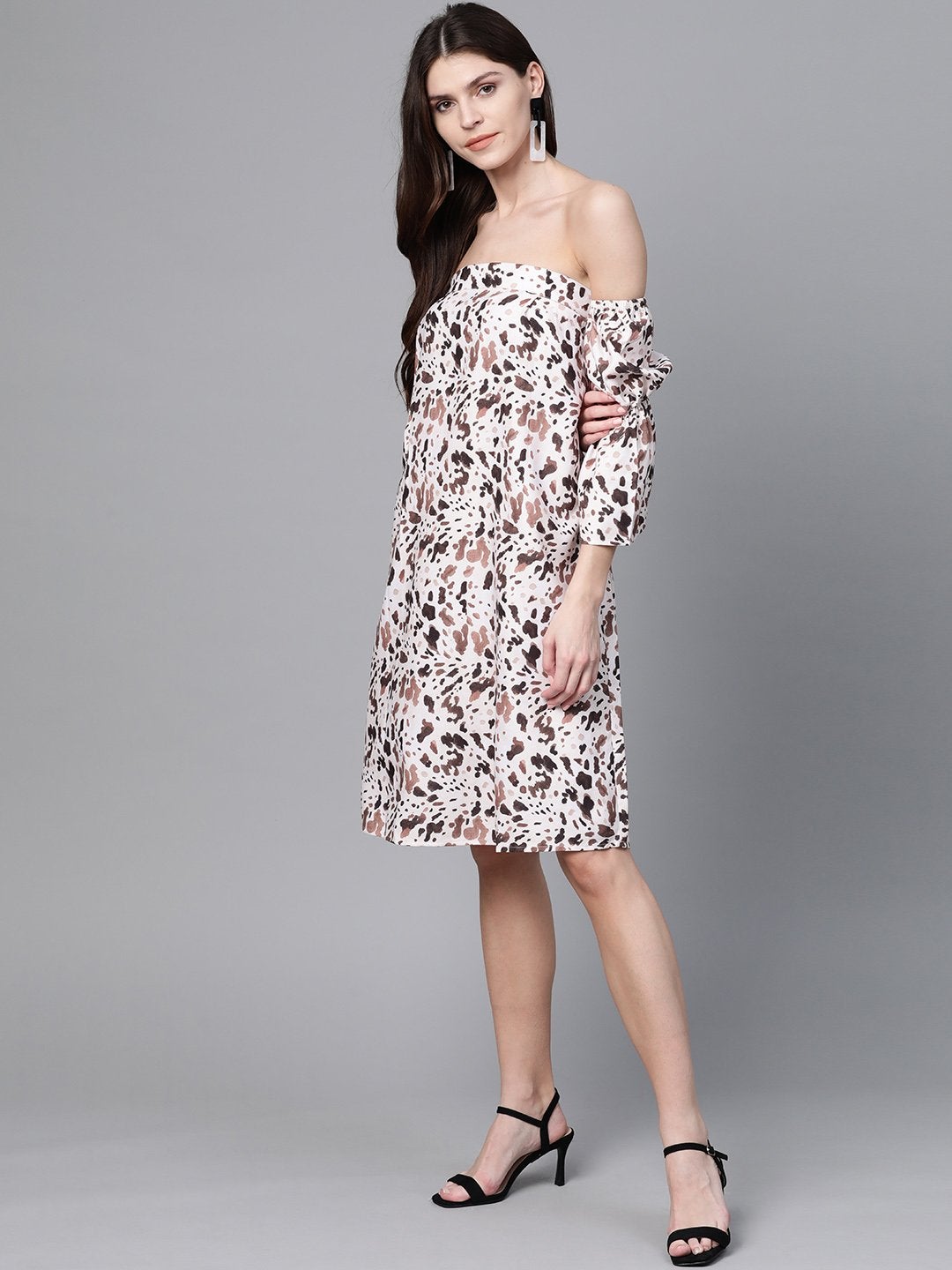 Women's Off White Leopard Bardot Shift Dress
