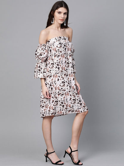 Women's Off White Leopard Bardot Shift Dress