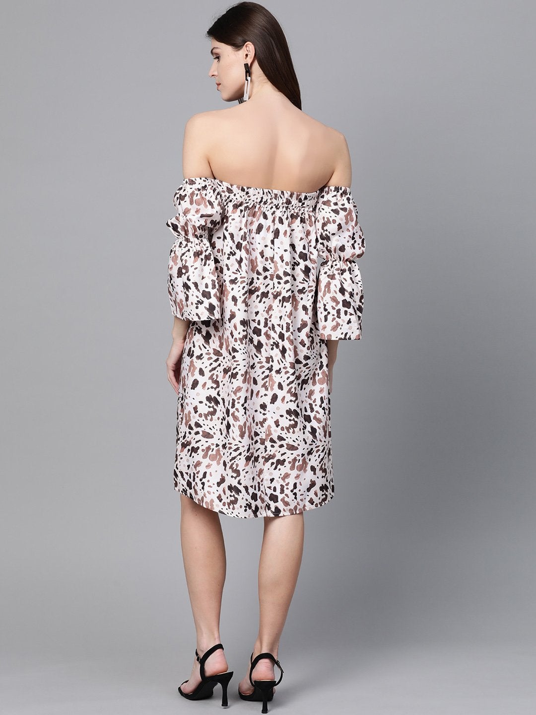 Women's Off White Leopard Bardot Shift Dress